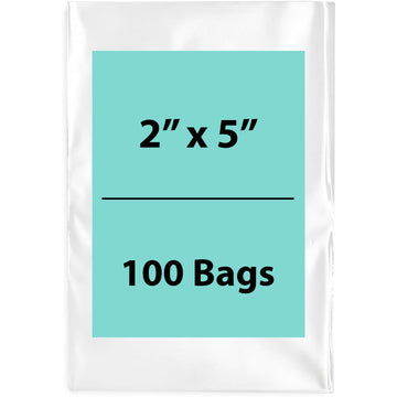 Clear Poly Bags 4 Mil size: 2 inch (width) X 5 inch (Height) Pack of 100 Bags